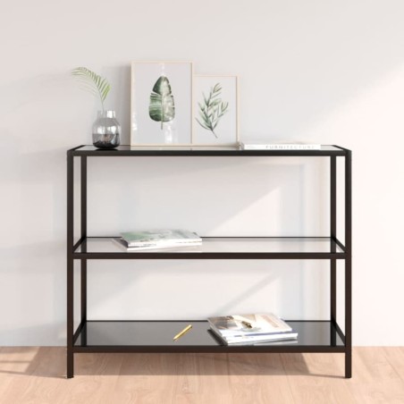 vidaXL Regal Transparent und Schwarz 100x36x90 cm Gehärtetes Glas