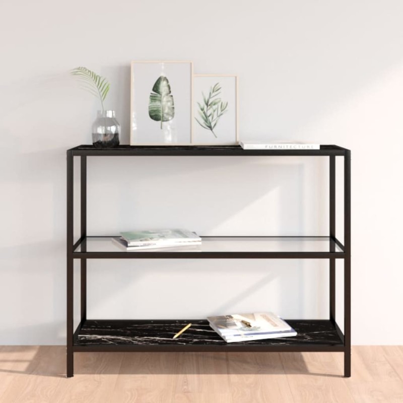 vidaXL Regal Transparent und Marmor 100x36x90 cm Gehärtetes Glas vidaXL Regal Transparent und Marmor 100x36x90 cm Gehärtetes Glas