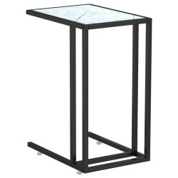 vidaXL Computer-Beistelltisch Weiß Marmor 50x35x65 cm Hartglas