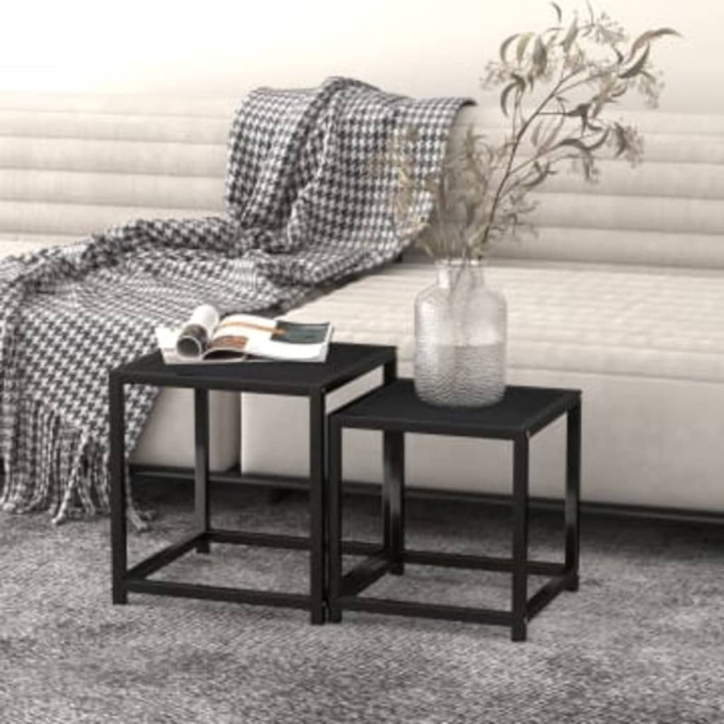 vidaXL Beistelltische 2 Stk. MDF Schwarz vidaXL Beistelltische 2 Stk. MDF Schwarz