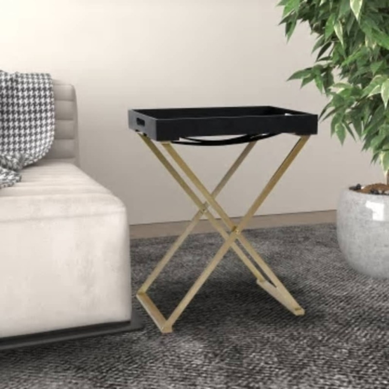 vidaXL Klapptisch Golden und Schwarz 48x34x61 cm MDF vidaXL Klapptisch Golden und Schwarz 48x34x61 cm MDF