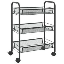 vidaXL Küchenwagen 3 Etagen Schwarz 46x26x64 cm Eisen  