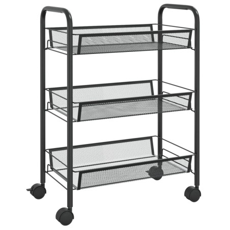 vidaXL Küchenwagen 3 Etagen Schwarz 46x26x64 cm Eisen  
