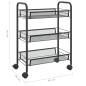 vidaXL Küchenwagen 3 Etagen Schwarz 46x26x64 cm Eisen vidaXL Küchenwagen 3 Etagen Schwarz 46x26x64 cm Eisen