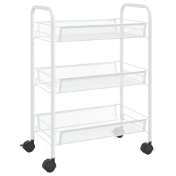 vidaXL Küchenwagen 3 Etagen Weiß 46x26x64 cm Eisen  