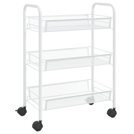 vidaXL Küchenwagen 3 Etagen Weiß 46x26x64 cm Eisen  