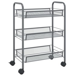 vidaXL Küchenwagen 3 Etagen Grau 46x26x64 cm Eisen  
