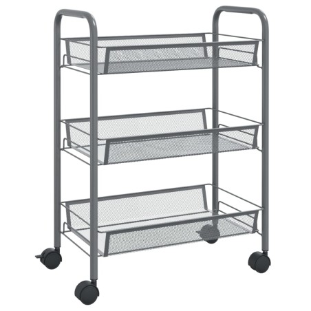 vidaXL Küchenwagen 3 Etagen Grau 46x26x64 cm Eisen  