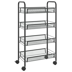 vidaXL Küchenwagen 4 Etagen Schwarz 46x26x85 cm Eisen