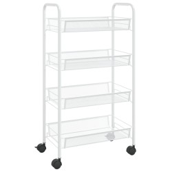 vidaXL Küchenwagen 4 Etagen Weiß 46x26x85 cm Eisen