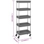 vidaXL Küchenwagen 5 Etagen Grau 42x29x128 cm Eisen und ABS vidaXL Küchenwagen 5 Etagen Grau 42x29x128 cm Eisen und ABS