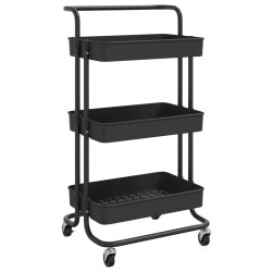 vidaXL Küchenwagen 3 Etagen Schwarz 42x35x85 cm Eisen und ABS