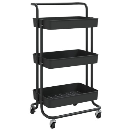 vidaXL Küchenwagen 3 Etagen Schwarz 42x35x85 cm Eisen und ABS