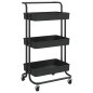 vidaXL Küchenwagen 3 Etagen Schwarz 42x35x85 cm Eisen und ABS vidaXL Küchenwagen 3 Etagen Schwarz 42x35x85 cm Eisen und ABS