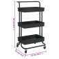 vidaXL Küchenwagen 3 Etagen Schwarz 42x35x85 cm Eisen und ABS vidaXL Küchenwagen 3 Etagen Schwarz 42x35x85 cm Eisen und ABS