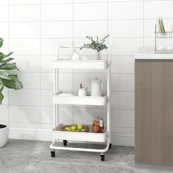 vidaXL Küchenwagen 3 Etagen Weiß 42x35x85 cm Eisen und ABS