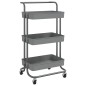 vidaXL Küchenwagen 3 Etagen Grau 42x35x85 cm Eisen und ABS vidaXL Küchenwagen 3 Etagen Grau 42x35x85 cm Eisen und ABS