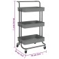 vidaXL Küchenwagen 3 Etagen Grau 42x35x85 cm Eisen und ABS vidaXL Küchenwagen 3 Etagen Grau 42x35x85 cm Eisen und ABS