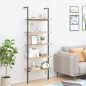 vidaXL Leiterregal mit 5 Böden Hellbraun und Schwarz 64x35x185 cm vidaXL Leiterregal mit 5 Böden Hellbraun und Schwarz 64x35x185 cm