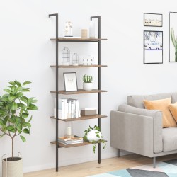 vidaXL Anlehnregal mit 5 Ablagen Dunkelbraun und Schwarz 64x35x185 cm