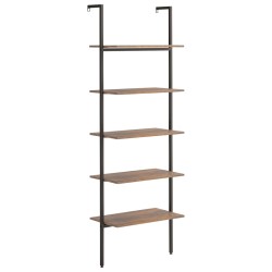 vidaXL Anlehnregal mit 5 Ablagen Dunkelbraun und Schwarz 64x35x185 cm