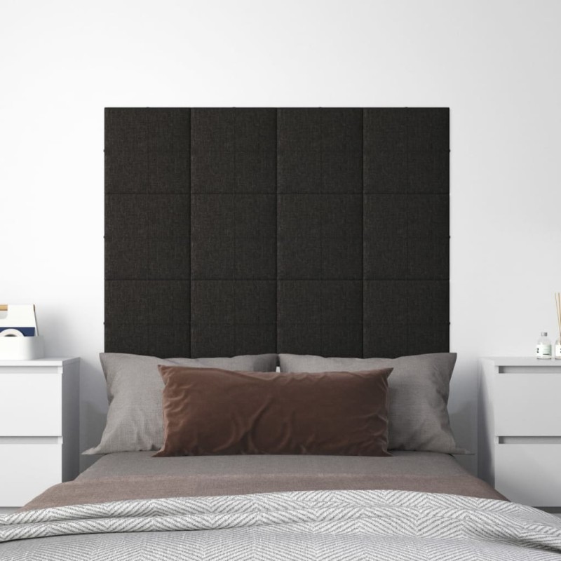 Wandpaneele 12 Stk. Schwarz 30x30 cm Stoff 1,08 m² Wandpaneele 12 Stk. Schwarz 30x30 cm Stoff 1,08 m²