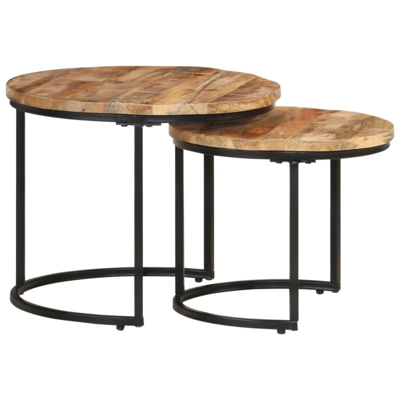 vidaXL Satztische 2 Stk. Rohes Mangoholz vidaXL Satztische 2 Stk. Rohes Mangoholz