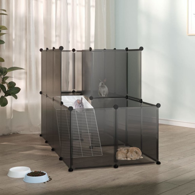 vidaXL Kleintierkäfig Schwarz 142x74x93 cm PP und Stahl vidaXL Kleintierkäfig Schwarz 142x74x93 cm PP und Stahl