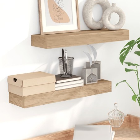 vidaXL Wandregale 2 Stk. 60x15x6 cm Massivholz Teak