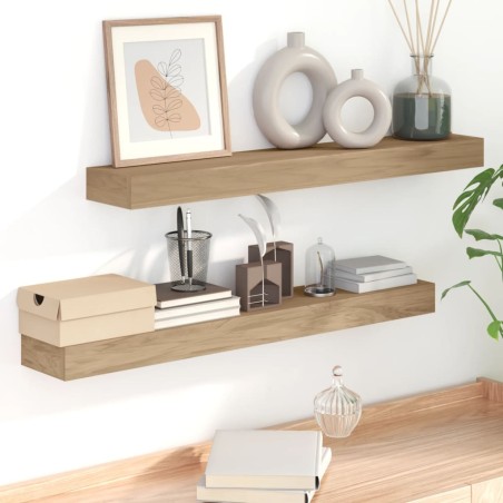 vidaXL Wandregale 2 Stk. 90x15x4 cm Massivholz Teak