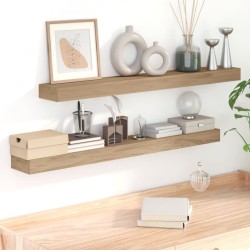 vidaXL Wandregale 2 Stk. 110x15x6 cm Massivholz Teak