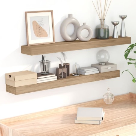 vidaXL Wandregale 2 Stk. 110x15x6 cm Massivholz Teak