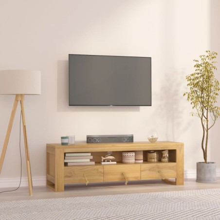 vidaXL TV-Schrank 110x30x35 cm Massivholz Teak