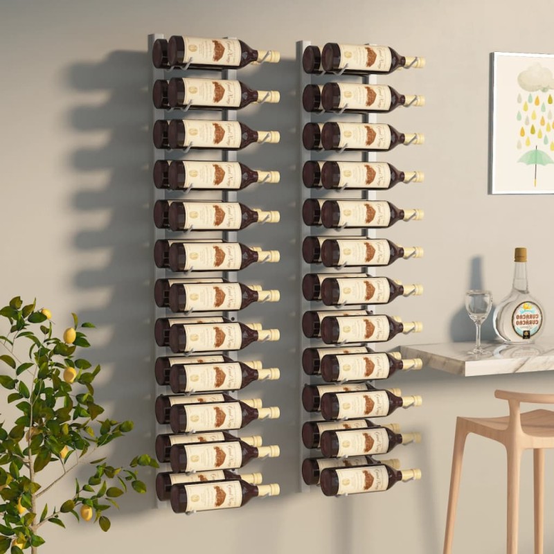 vidaXL Wand-Weinregal für 24 Flaschen 2 Stk. Weiß Eisen vidaXL Wand-Weinregal für 24 Flaschen 2 Stk. Weiß Eisen