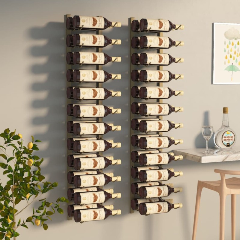 vidaXL Wand-Weinregal für 24 Flaschen 2 Stk. Golden Eisen vidaXL Wand-Weinregal für 24 Flaschen 2 Stk. Golden Eisen