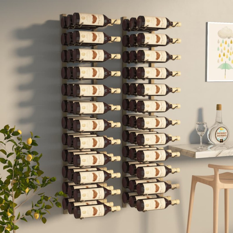 vidaXL Wand-Weinregal für 36 Flaschen 2 Stk. Golden Eisen vidaXL Wand-Weinregal für 36 Flaschen 2 Stk. Golden Eisen