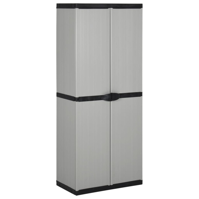 vidaXL Garten-Lagerschrank mit 3 Böden Grau & Schwarz 68x40x168 cm vidaXL Garten-Lagerschrank mit 3 Böden Grau & Schwarz 68x40x168 cm