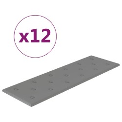 Wandpaneele 12 Stk. Grau 90x30 cm Kunstleder 3,24 m²