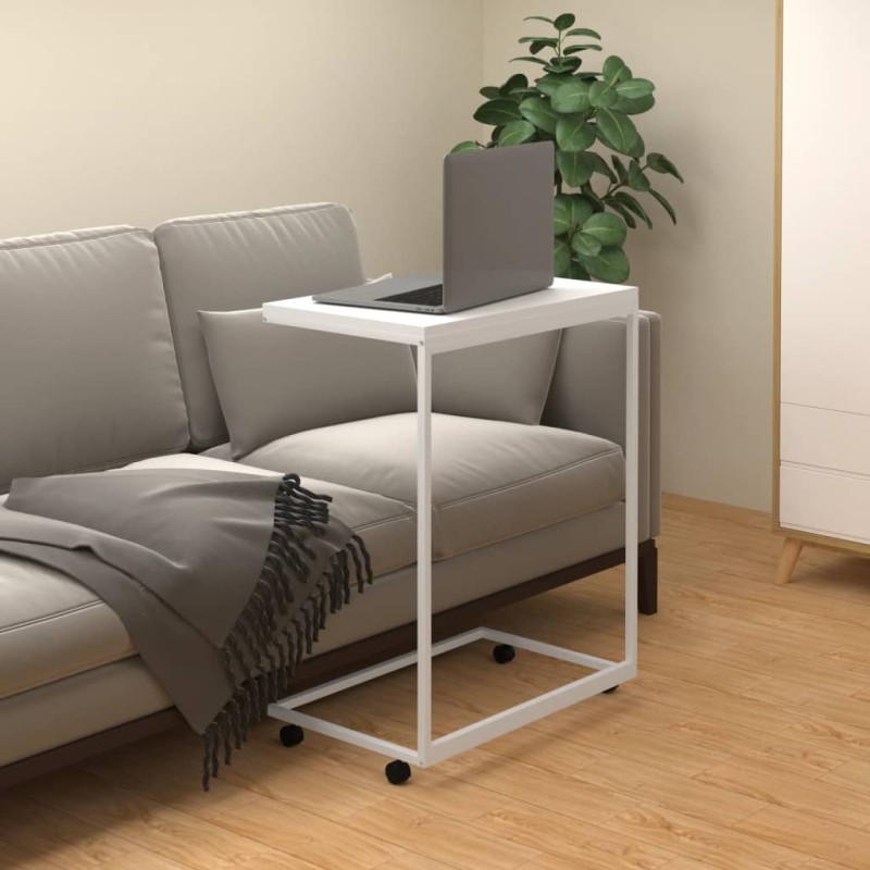 vidaXL Beistelltisch mit Rollen Weiß 55x35x70 cm Holzwerkstoff vidaXL Beistelltisch mit Rollen Weiß 55x35x70 cm Holzwerkstoff