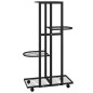 vidaXL Blumenständer 4-Etagen mit Rollen 44x23x80 cm Schwarz Eisen vidaXL Blumenständer 4-Etagen mit Rollen 44x23x80 cm Schwarz Eisen