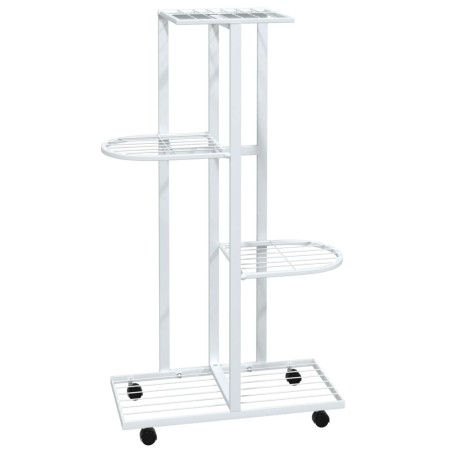 vidaXL Blumenständer 4-Etagen mit Rollen 44x23x80 cm Weiß Eisen
