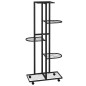 vidaXL Blumenständer 5-Etagen mit Rollen 44x23x100 cm Schwarz Eisen vidaXL Blumenständer 5-Etagen mit Rollen 44x23x100 cm Schwarz Eisen