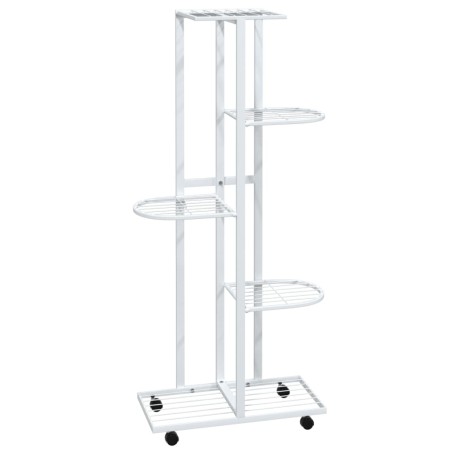 vidaXL Blumenständer 5-Etagen mit Rollen 44x23x100 cm Weiß Eisen