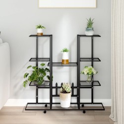 vidaXL Blumenständer mit Rollen 94,5x24,5x91,5 cm Schwarz Eisen