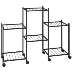 vidaXL Blumenständer mit Rollen 83x25x63,5 cm Schwarz Eisen