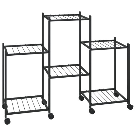 vidaXL Blumenständer mit Rollen 83x25x63,5 cm Schwarz Eisen