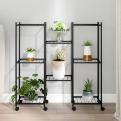 vidaXL Blumenständer mit Rollen 83x25x83,5 cm Schwarz Eisen