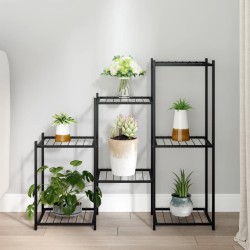 vidaXL Blumenständer 83x25x80 cm Schwarz Eisen