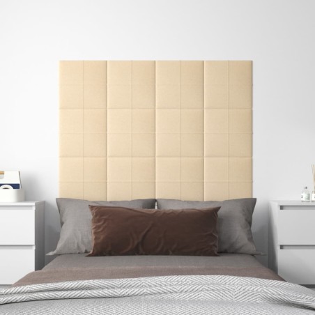 Wandpaneele 12 Stk. Creme 30x30 cm Stoff 1,08 m²