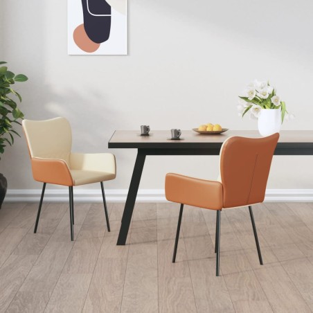 vidaXL Esszimmerstühle 2 Stk. Creme Stoff und Kunstleder